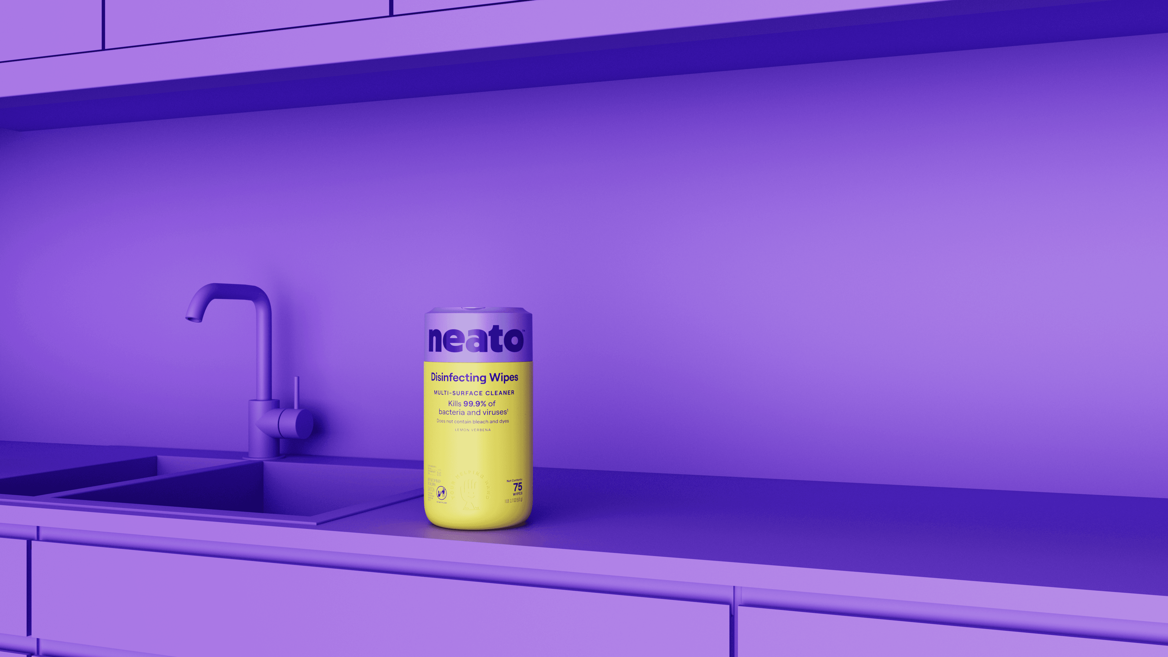 Neato disinfecting wipes on a kitchen counter